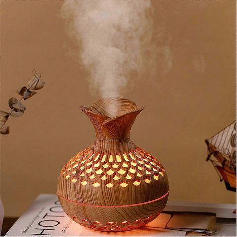 Humidificateur portable en forme de vase, 300 ml, alimenté par USB, avec veilleuse colorée et arrêt automatique en cas de manque d'eau, idéal pour le bureau, la chambre ou le salon. (1/4)