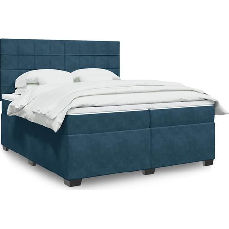 Boxspringbett mit Matratze Blau 200x200 cm Samt (1/5)