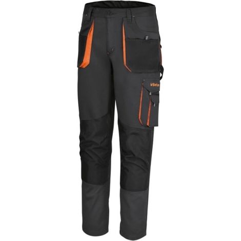 Beta – Pantalon de travail multipoches gris – Tissu canvas 65% polyester 35% coton – Inserts Oxford et poches pour genouillères – Taille L (1/5)