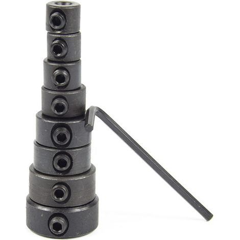 Drilling Limit Collars, Drill Depth Stop, 8 Pieces Depth Positioning Ring, Adjustable Drill Bit Stop, Drilling Depth Stop Collars with 3-16 Hex Key (1/5)