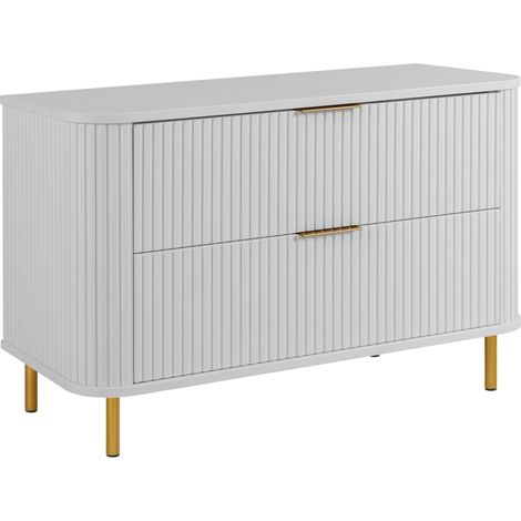 Meuble de salle de bain sur pieds avec tiroirs et pieds métalliques, coloris Blanc, poignée doré, pieds doré, 100 x 41,5 x 66,7 cm (1/5)