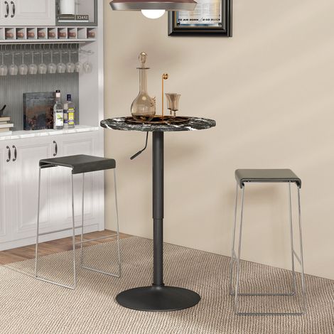 Bartisch rund aus Holzwerkstoff Schwarz Ø60 cm höhenverstellbar 68-93,5 cm