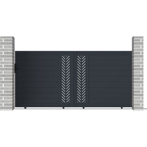 Portail coulissant aluminium 350x158 cm anthracite X-Metal (1/5)