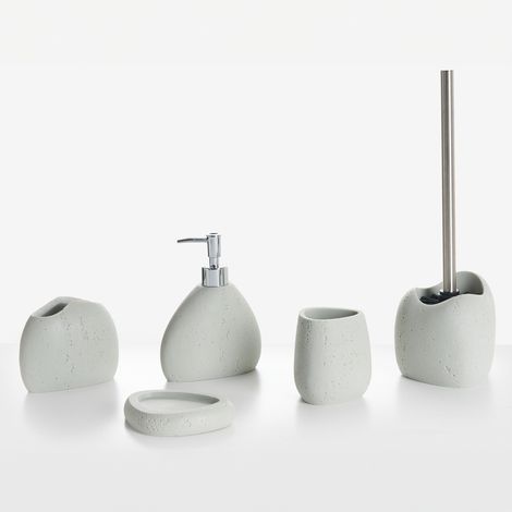 Conjunto de accesorios de baño jabonera dispensador de jabón escobilla para el inodoro vaso soporte para cepillos de dientes gris claro Coata (1/5)