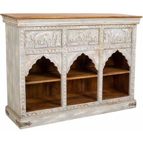Aparador de madera blanco 132x40x96 cm