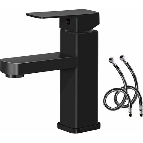 Robinet De Lavabo - Froid-Chaud - Surface En Cuivre Noir - Tête Extraible - Disque Céramique - Pour Salle De Bains - 1 Pièce