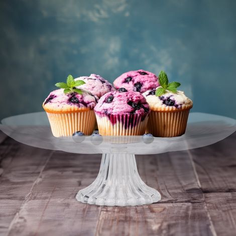 Presentoir a gateaux transparent avec motif floral (1/5)