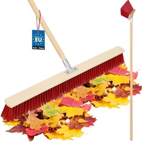® Balai Brosse - 85 cm - Balai Exterieur Terrasse - Brosse de Voirie - avec Manche - Bois - PVC - Poils Durs - de Jardin - Outil de Nettoyage-NANOTEH (1/5)