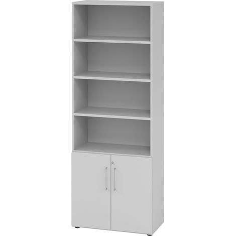 bümö smart Kombischrank - 2 plus 4 Ordnerhöhen Grau (1/5)