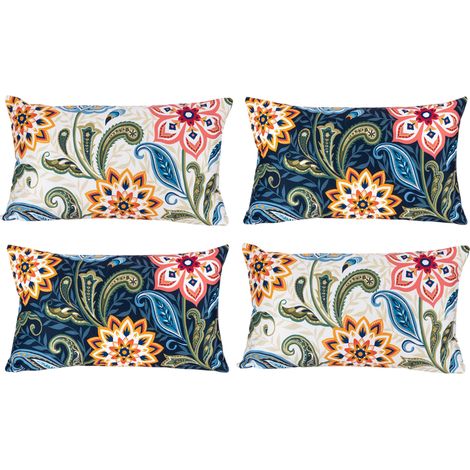 Federe Decorative Boho Floreali Fantasia 4 Pezzi 30 x 50 cm (1/4)