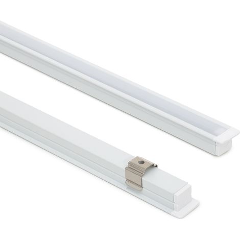 Perfil Aluminio Empotrable Estrecho para Tiras LED hasta 6 mm con Tapa Continua Blanco 2 m Blanco traslúcido (1/5)