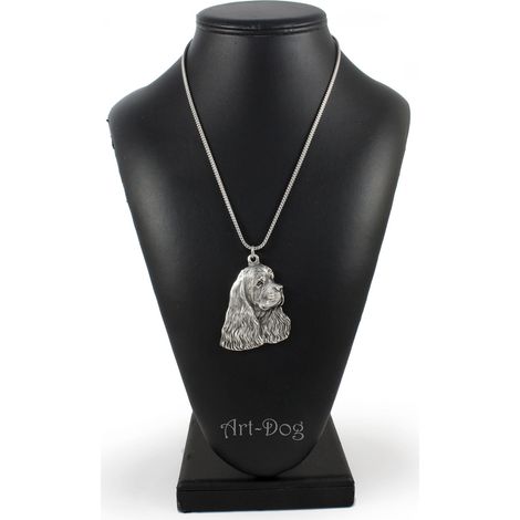 Collana con ciondolo a forma di cane e cocker spaniel americano, su catena d'argento, gioiello unico di Art-Dog (1/5)