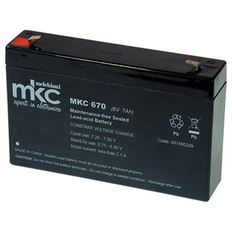 MKC batteria al piombo ricaricabile 6V 7Ah misure 151x33x93mm - MKC670