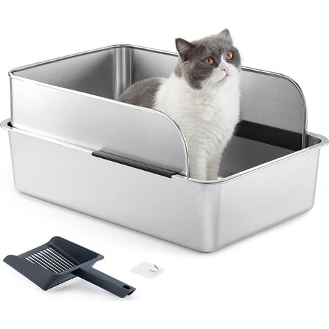 Litiere pour Chat avec Pelle,Bac à litière avec déflecteur,Résistant aux odeurs et Facile à Nettoyer(60 40 30CM) (1/5)