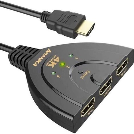 HDMI Switch 4k, Switch HDMI 3 Ports Commutateur HDMI Sélecteur Splitter Manuel 3 Entrée vers 1 Sorties Commutateur HDMI UHD-3D-[178] (1/4)