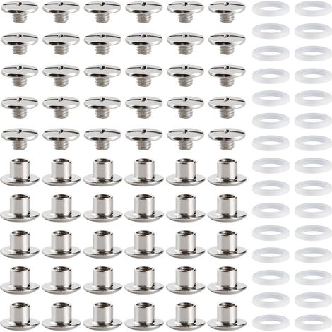 30 Set M5x4mm Chicago Vis Assortiment Kit, Rivets pour Cuir Cruciforme, Vis de Reliure, pour DIY, Décoration de Cuir, Réparation de Reliure, Argent (1/5)