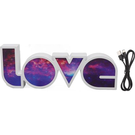 veilleuse-Lampe Lettre LOVE lumineuse LED pour décoration murale - Alimentation USB Type-C et batteries AAA (non incluses) - Blanc, ABS, 36 cm - Idéale pour chambre, anniversaires et mariages (1/5)
