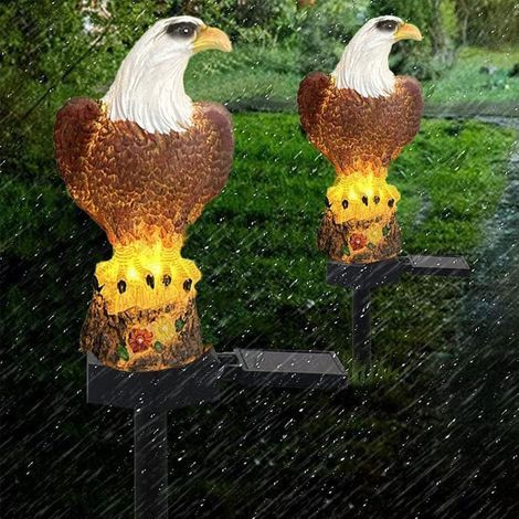 Lot de 2 lampes solaires en forme d'aigle pour jardin, terrasse, jardin, pelouse (aigle) (1/5)