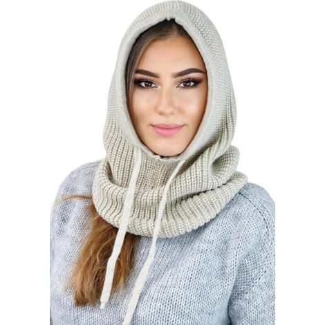 Pasamontañas beige con capucha de moda Nilda (1/2)