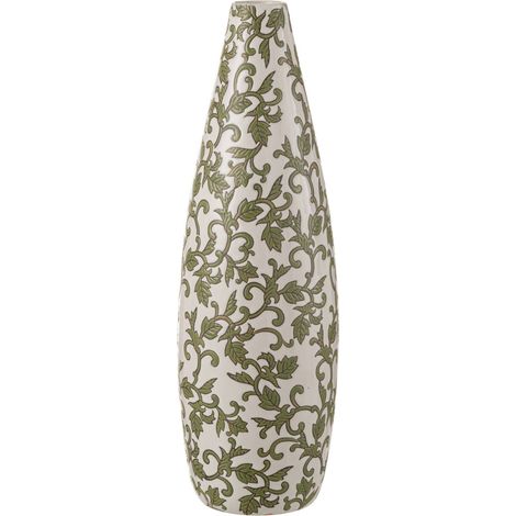 Vase en porcelaine à motif végétal - vert et blanc (1/4)