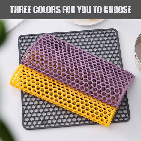 Tapis de protection en silicone pour évier de cuisine, tapis de protection pour comptoir en silicone, résistant à la chaleur, facile à nettoyer (gris, 34,5 cm) (1/5)
