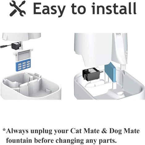 Confezione da 12 filtri di ricambio per fontanelle per animali domestici Pet Mate, compatibili con le fontanelle per gatti Cat Mate e Dog Mate. Cartucce di carbone di ricambio per Pet Mate e Dog Mate. (1/5)