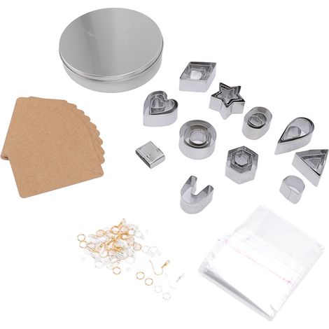 Kit de 127 emporte-pièces en acier inoxydable pour pâte polymère, coffret DIY boucles d'oreilles avec boîte en fer, outillage artisanal (1/5)