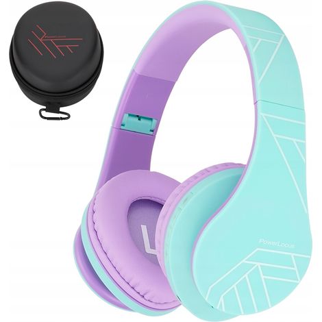 Casque audio sans fil Bluetooth PowerLocus pour enfants, couleur turquoise/violet. (1/5)