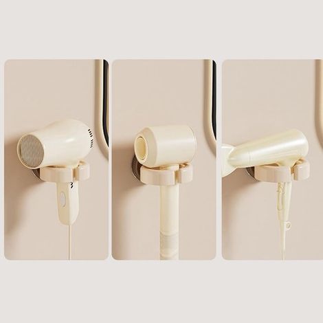Soporte para secador de pelo - Organizador de baño - Instalación sin taladrar - 6 x 9 x 79 cm - Blanco (1/5)