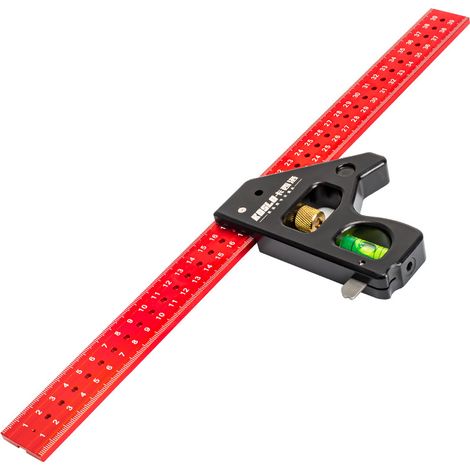 APEX Équerre combinée, trusquin de menuisier 45/90 degrés avec niveau à bulle, équerre de menuisier réglable - 30,5 cm (12 po) (1/5)