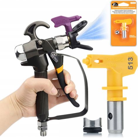 Rosfix Set TurboJet TJ1 – Farbspritzpistole mit Ultra Spray Düse 513  1/4" Anschluss  Ergonomisch & Präzise  Für Epoxid, Urethan, Grundierung  Lackierzubehör
