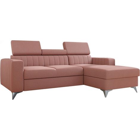 Canapé d'angle Columbus 170, Mono 235, Fonction de couchage, Boîte de literie, 236x172x82cm (1/5)