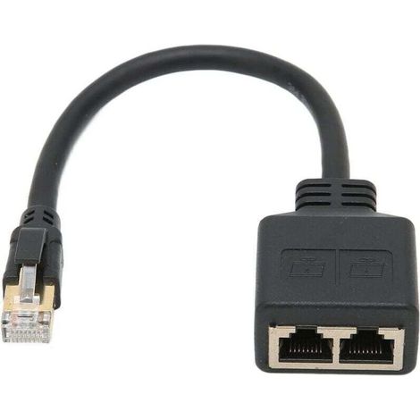 Adaptateur Répartiteur RJ45, Répartiteur D'adaptateur Ethernet 1 à 2 Ports Réseau RJ45, Adaptateur Répartiteur de Câble Réseau CAT8 pour Bureau à Domicile,de (1/4)