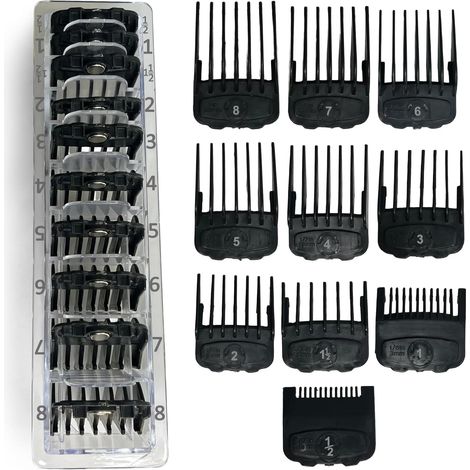 10 magnetische Aufsätze, graviert mit Zahlen, 1,5 mm bis 25 mm, aus Nano-Silberstahl, für Wahl-Haarschneidemaschinen (1/5)