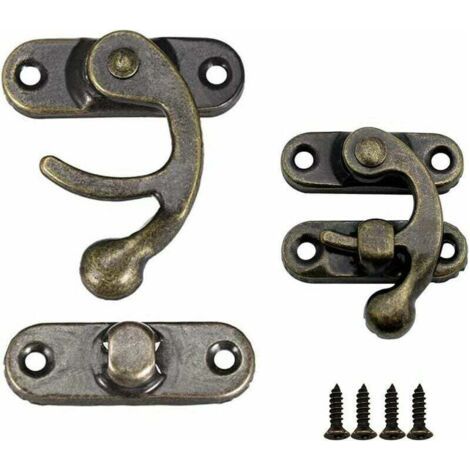 Pair Lot de 20 crochets de verrouillage en métal bronze en forme de corne, adaptés aux boîtes en bois rétro et aux boîtes à bijoux - Vis de fixation incluses (très petites)