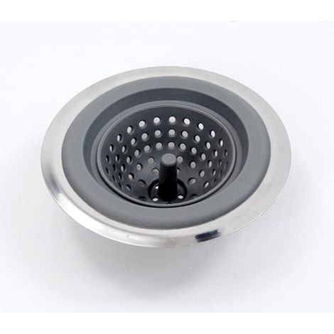 Drain de fossé filtre à ordures évier filtre à ordures lavabo drain acier inoxydable + filtre à déchets en silicone filet de drainage plateau en acier inoxydable salle de bain cuisine balcon drain