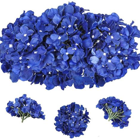 12pcs hortensias artificiels, Fausses hortensias têtes de Fleurs avec des tiges pour Les Bouquets de mariée de Mariage, décoration de fête de Bureau à Domicile, centres de Table (Bleu Royal) (1/5)