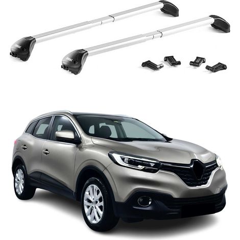 OMAC Barres de toit transversales certifiées TÜV pour Renault Kadjar 2015-2022 – Verrouillables (4 antivols) – Charge max 100 kg – Fixation durable Argent (1/5)