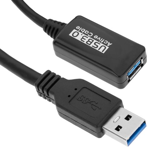 BeMatik - Câble d'extension avec amplificateur USB-A 3.0 mâle vers USB-A 3.0 femelle 5 m noir (1/5)