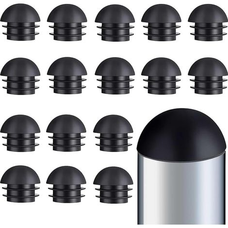 16 Embouts Ronds en Plastique Noir pour Tubes de Chaise - Protection Idéale pour Pieds de Chaise - Bouchons Caoutchouc Entrant (1/5)