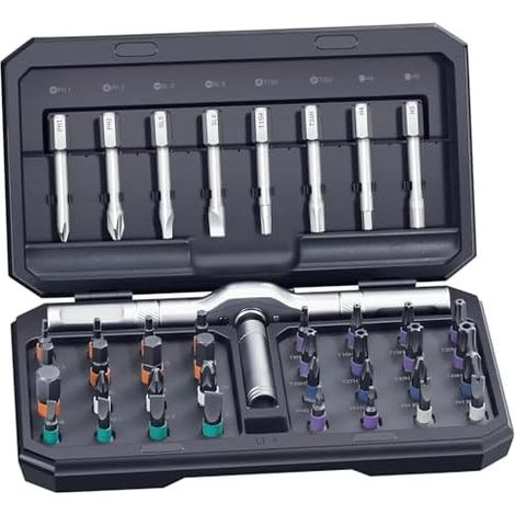 Kit de tournevis magnétique 42 en 1 - d'outils réparation précision Clé à cliquet et poignée amovible T 40 embouts (1/5)