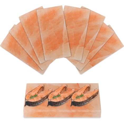 SWANEW Piatto di sale per pesce grigliato in pietra salata 20x10x2.5 cm Griglia per barbecue 8X (1/5)