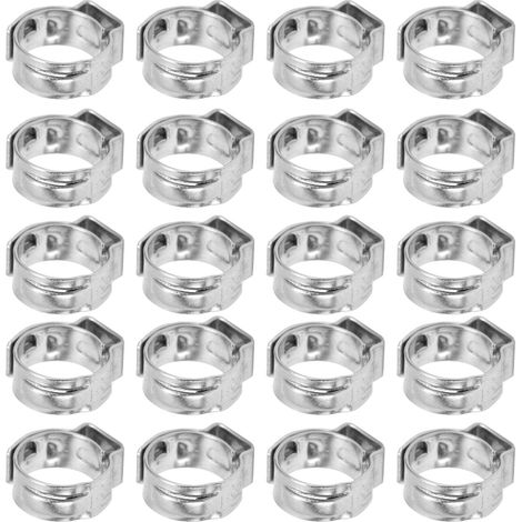 Lot de 20 colliers de serrage pour tuyaux, améliorant la résistance à la corrosion, à double fil réglable, pour applications industrielles (9,6-11,3 mm).