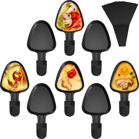 Lot de 8 Poêlon Raclette Triangulaire Anti-adhésif, Coupelle Raclette Triangle avec Poignée Anti-brûlure pour Fromage Fondu, Oeuf Frit, 8Pcs Spatules en Nylon Passés au Lave-vaisselle (1/5)