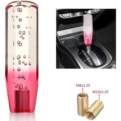 Leva del cambio universale manuale, pomo in cristallo rosa con motivi a bolle + leva bianca da 10 cm (1/3)