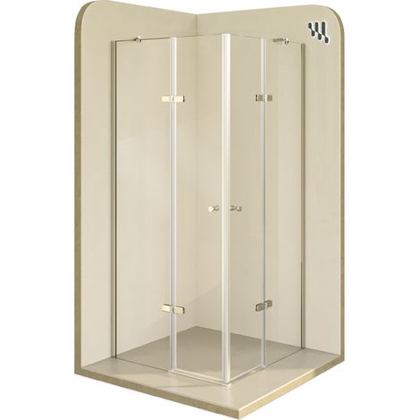 Mampara de Ducha Alice 80x90x190cm REVERSIBLE Puerta abatible, Ajuste 79,3-81,3x89,3-91,3cm  Perfiles Cromados, Cristal transparente 6mm (1/5)