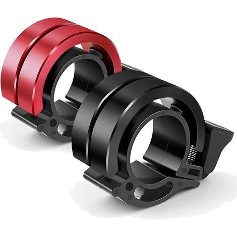 Sonnette de vélo en alliage d'aluminium, sonnette innovante au son puissant, pour guidon de vélo enfant, adulte, VTT, vélo de course (lot de 2, noir, rouge) (1/5)