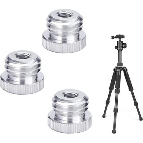 Lntyq 1/4"-20 vers 5/8"-11 Filetée Adaptateur à Vis Adaptateur pour Support de Trépied de Télémètre de Niveau Laser à Filetage 5/8" 1/4" Adaptateur pour Microphone Stand 3 Pièces - Argent (1/5)