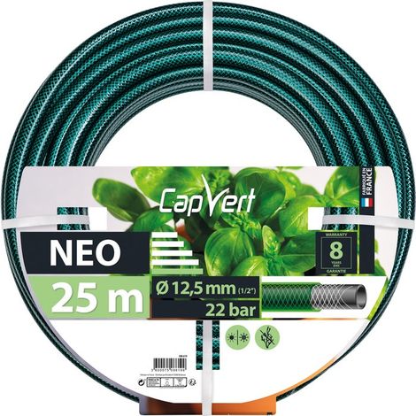Capvert – Tuyau d'arrosage 25m – Diamètre 19mm – Construction guipé 3 couches – Résistant aux UV et au gel – Anti-algue