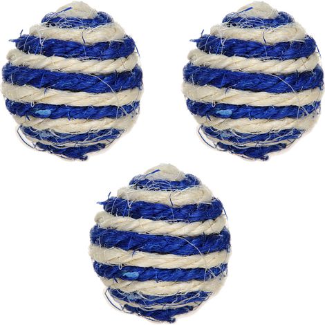 Boule En Corde De Sisal Tressée - Jouet Pour Chat Naturel - Stimulation Instinct Chasseur - Lot De 3 (1/5)